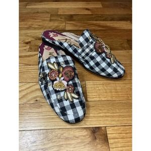 Sam Edelman Woman’s Pemberly 2 Embellished Gingham Mule Slides Size 7.5M